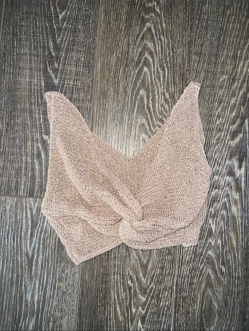 Knit Twist-Front Crop Top in Mauve Pink